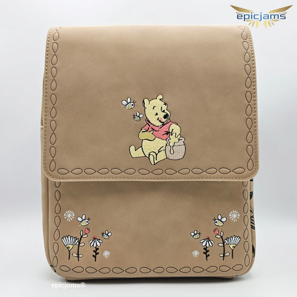 Loungefly Disney Winnie the Pooh Tigger Piglet Floral Brown Mini Backpack Bag - Picture 1 of 7